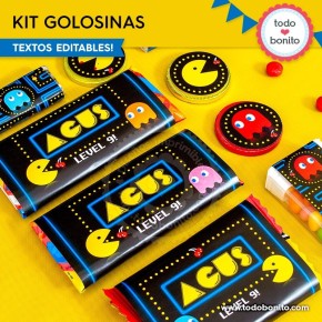 Pacman: kit etiquetas de golosinas