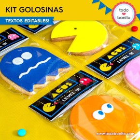 Pacman: kit etiquetas de golosinas