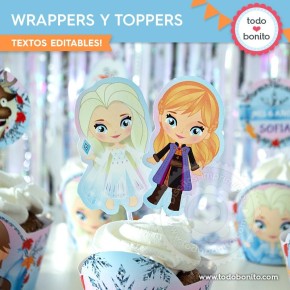 Frozen 2: wrappers y toppers para cupcakes