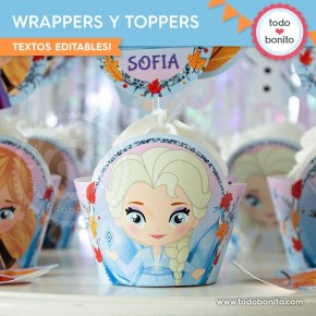 Frozen 2: wrappers y toppers para cupcakes