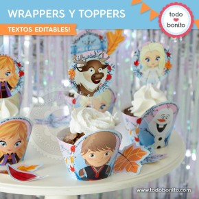 Frozen 2: wrappers y toppers para cupcakes