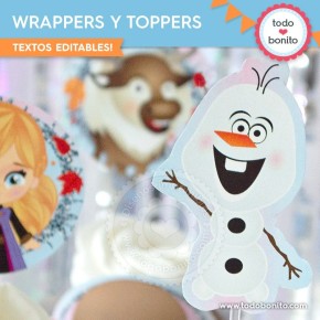 Frozen 2: wrappers y toppers para cupcakes