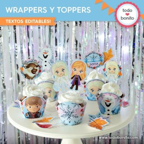 Frozen 2: wrappers y toppers para cupcakes