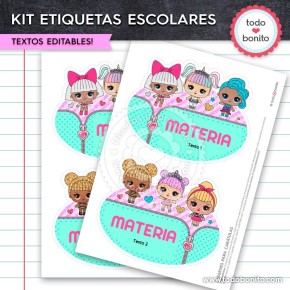 LOL: Kit imprimible etiquetas escolares