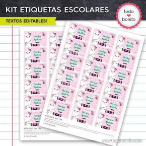 Llamitas: Kit imprimible etiquetas escolares