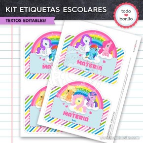 Ponys: Kit imprimible etiquetas escolares