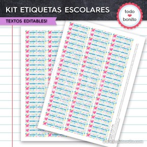 Ponys: Kit imprimible etiquetas escolares