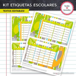 Dinosaurios: Kit imprimible etiquetas escolares