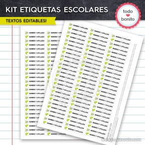 Dinosaurios: Kit imprimible etiquetas escolares