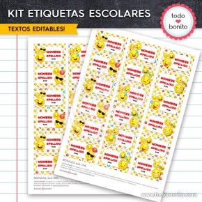 Emojis: Kit imprimible etiquetas escolares