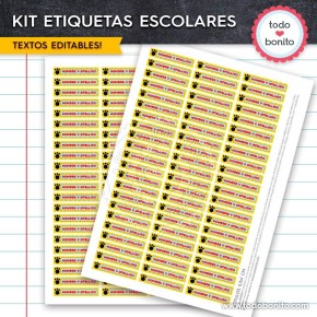 Gaturro: Kit imprimible etiquetas escolares