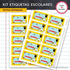 Gaturro: Kit imprimible etiquetas escolares