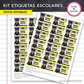 Batman: Kit imprimible etiquetas escolares