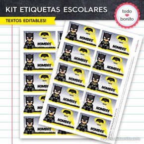 Batman: Kit imprimible etiquetas escolares
