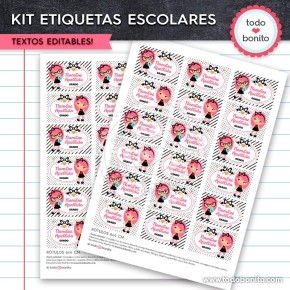 NINA: Kit imprimible etiquetas escolares