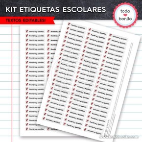 Fútbol River: Kit imprimible etiquetas escolares