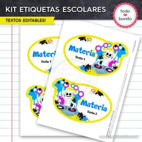 Marshmello: Kit imprimible etiquetas escolares