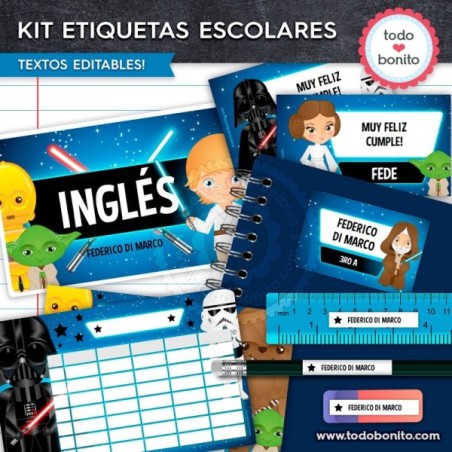 Star Wars: Kit imprimible etiquetas escolares