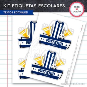 Fútbol Talleres: Kit imprimible etiquetas escolares