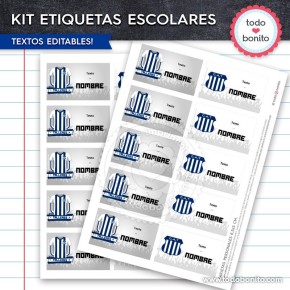 Fútbol Talleres: Kit imprimible etiquetas escolares