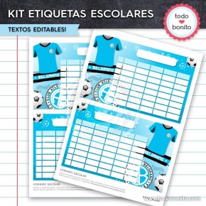 Fútbol Belgrano: Kit imprimible etiquetas escolares