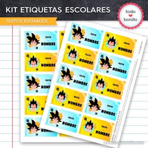 Dragon Ball: Kit imprimible etiquetas escolares