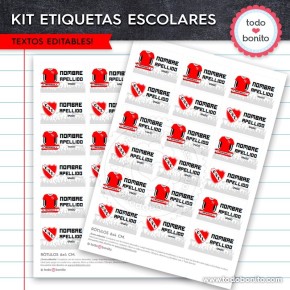 Fútbol Independiente: Kit imprimible etiquetas escolares