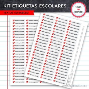 Fútbol Independiente: Kit imprimible etiquetas escolares