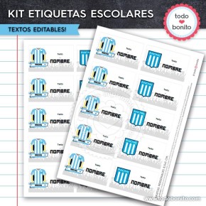 Fútbol Racing: Kit imprimible etiquetas escolares