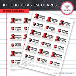 Fútbol Newell's: Kit imprimible etiquetas escolares