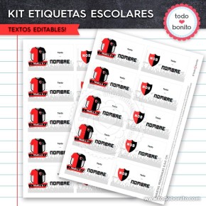 Fútbol Newell's: Kit imprimible etiquetas escolares