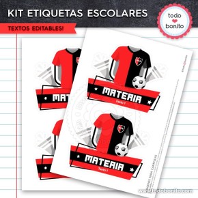 Fútbol Newell's: Kit imprimible etiquetas escolares