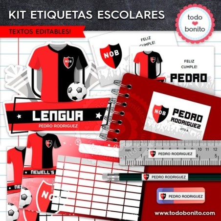 Fútbol Newell's: Kit imprimible etiquetas escolares