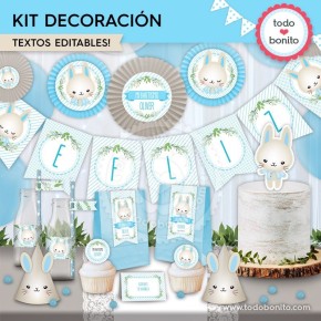 Conejito: kit imprimible decoración de fiesta