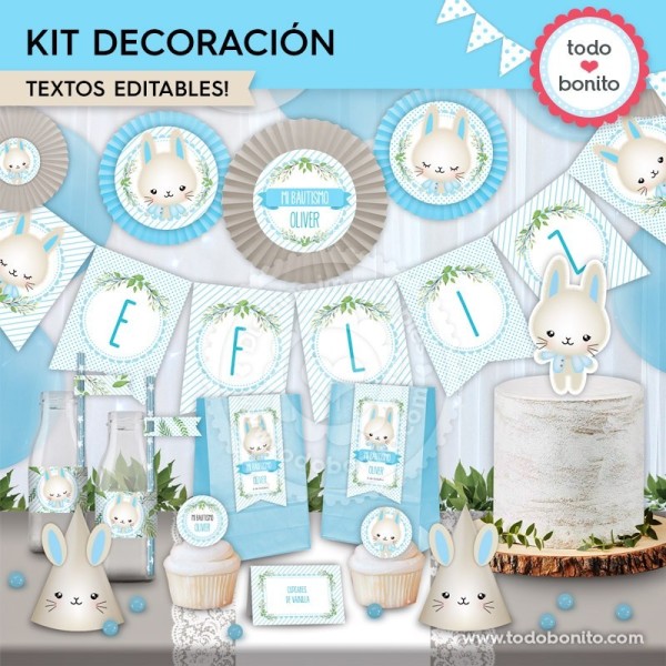 Conejito: kit imprimible decoración de fiesta