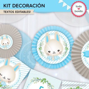 Conejito: kit imprimible decoración de fiesta