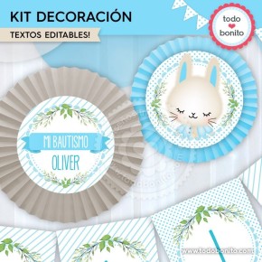 Conejito: kit imprimible decoración de fiesta