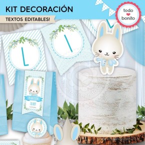 Conejito: kit imprimible decoración de fiesta