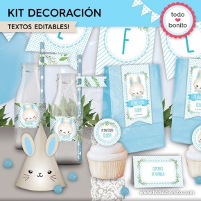 Conejito: kit imprimible decoración de fiesta