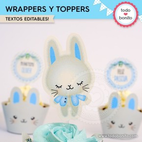 Conejito: wrappers y toppers