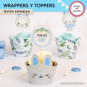 Conejito: wrappers y toppers