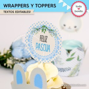 Conejito: wrappers y toppers