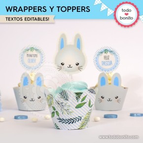 Conejito: wrappers y toppers