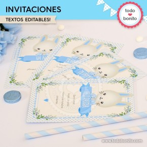 Conejito: invitación imprimible y digital