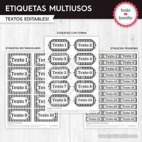 Rayas negro y blanco: etiquetas multiusos