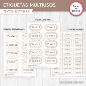 Rayas beige: etiquetas multiusos