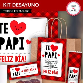 Te quiero: kit imprimible desayuno