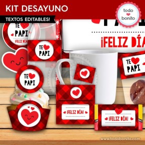 Te quiero: kit imprimible desayuno