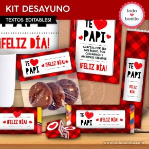 Te quiero: kit imprimible desayuno