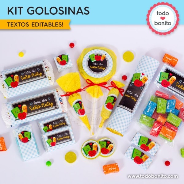 Día del Maestro: kit etiquetas de golosinas